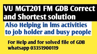 MGT201 GDB Solution SPRING 2021 || MGT201 GDB SOLUTION | MGT201 GBD