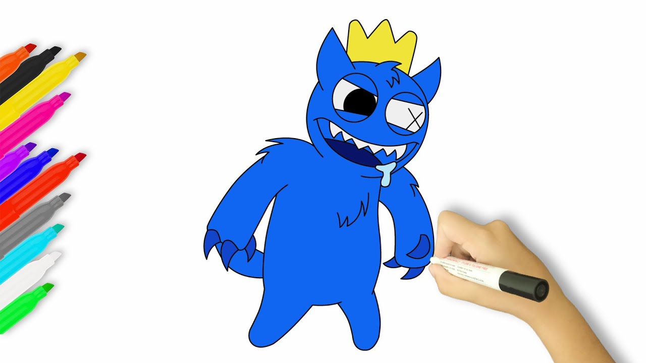 How To Draw Blue (Smiling) from Roblox Rainbow Friends