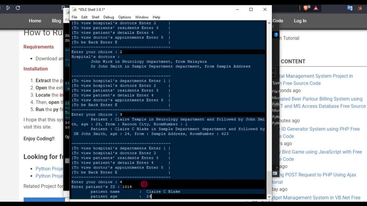 Hospital Management System Project in Python DEMO - YouTube