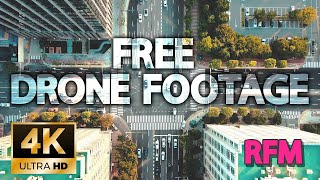 DRONE FOOTAGE - Traffic On An Intersection Road In A City - Royalty Free - No Copyright!!