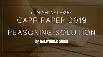 CAPF PAPER 2019 REASONING QUESTIONS ANSWER WITH EXPLANATION #AFCAT#UPSC CAPF#INET #CDS