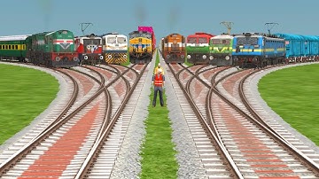 8 TRAINS CROSSING OÑ CRAZY♦️CURVED BRANCHED RAILROAD TRACKS/ train sim world 3 gameplay