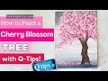 How To Paint A Cherry Blossom Tree with Q-Tips! | Beginner Acrylic Painting Step by Step Tutorial |