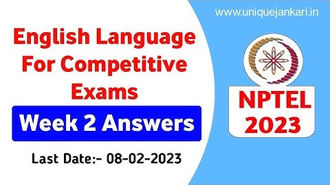 English Language For Competitive Exams || Week-2 Assignment Answers 2023 || Unique Jankari
