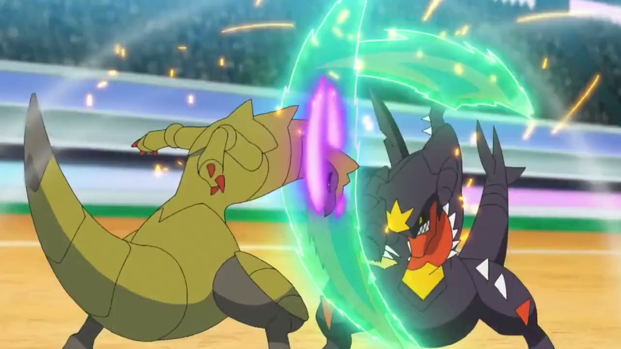 ポケモンシリーズ：XYZ Mega Garchomp vs Haxorus Cynthia vs Iris Pokemon