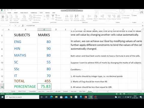 Class 10 Solver in Excel