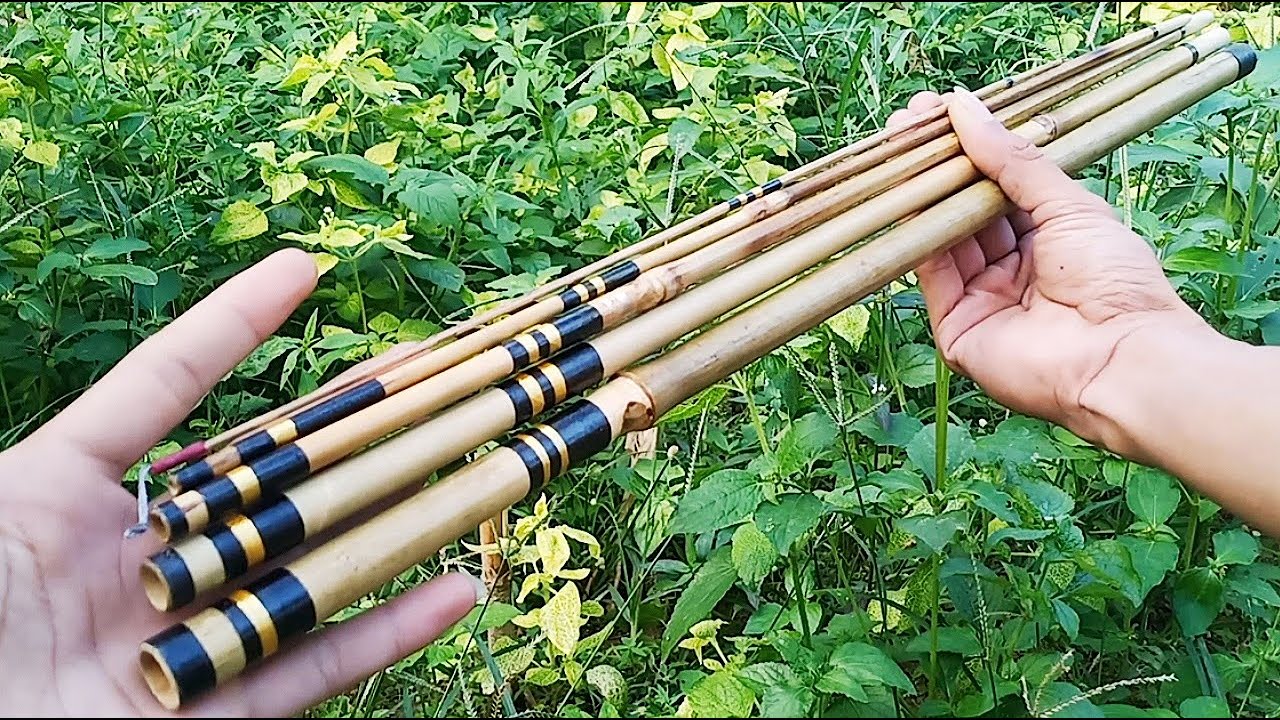 pembuatan joran tegek pole dari bambu - fishing rod made of bamboo