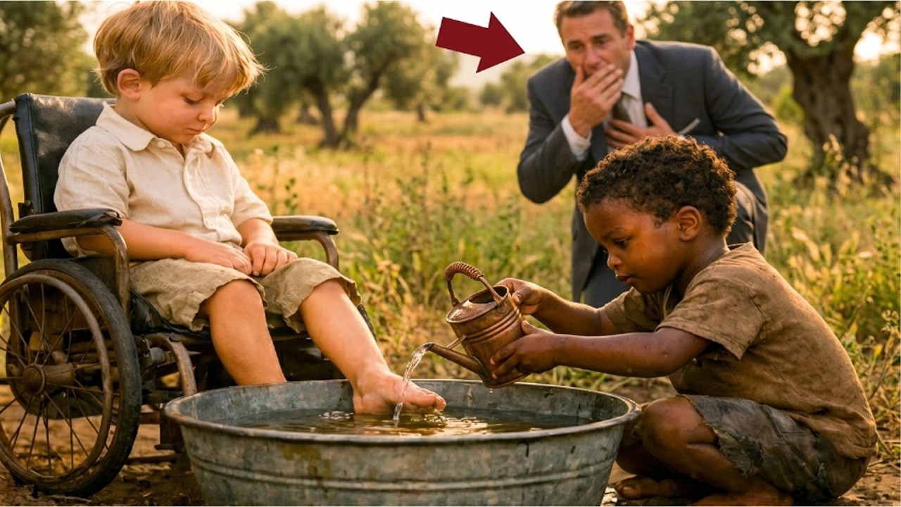 Ce jour-là, j'étais dans mon bureau, en train de siroter un café froid, quand j'ai vu un enfant inconnu s'agenouiller devant mon fils paralysé. Il a dit : « Je vais te laver le pied et tu...