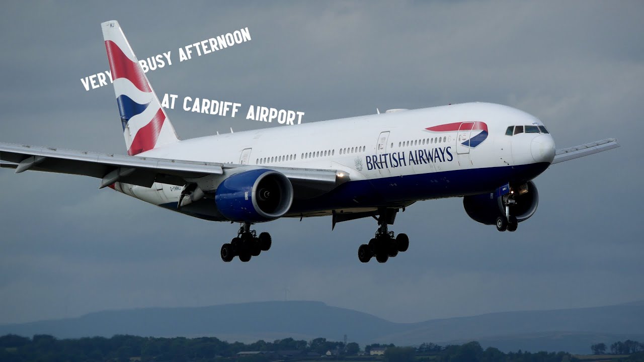 VERY BUSY afternoon at Cardiff airport (4K) Incl. BA, KLM, WIZZ + MORE!