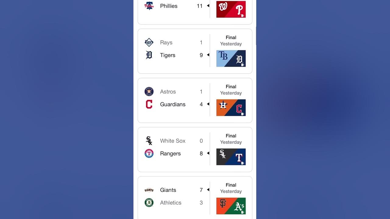 MLB Scores August 7 YouTube
