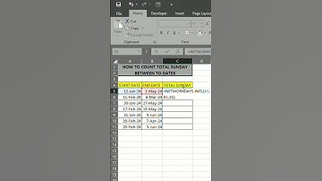 🖥️Count Sundays Between Two Dates in Seconds! 🗓️✨ #ExcelMagic #shorts #excel