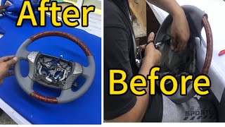 How to make steering wheel upholstery interior in 🚗 in 🇦🇪 🇦🇪 🇦🇪 #shortvideo #carsteeringwheel