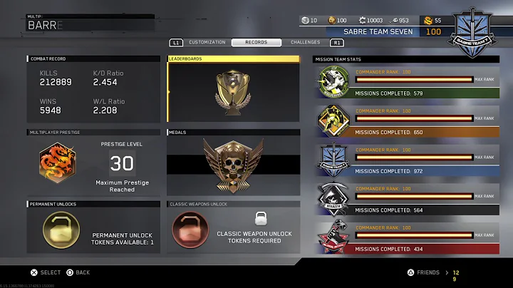 Infinite Warfare MASTER PRESTIGE 30 STATS