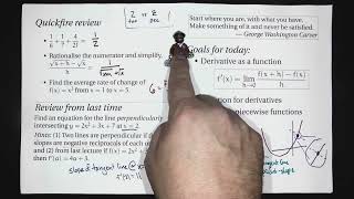 Derivative as a function (Calc 1; Lecture 1-7; Fall 26)