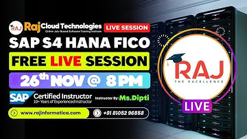 SAP S4 HANA FICO Online Job-Based,Real time Training By Dipti 10 +Exp - Raj Cloud Technologies #SAP