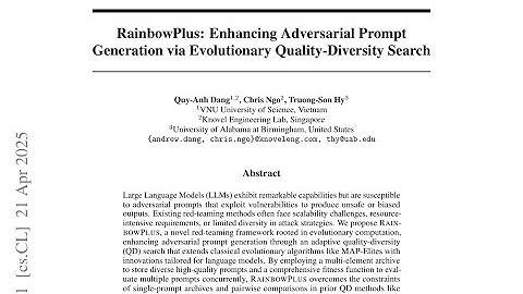 RainbowPlus: Enhancing Adversarial Prompt Generation via Evolutionary   Quality-Diversity Search
