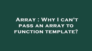 Array : Why I can