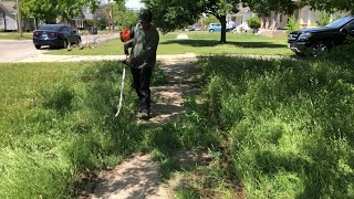 Mowing tall grass and clearing a sidewalk | homeowner saved from a city violation by Josh's lawn service 43,247 views 1 year ago 20 minutes