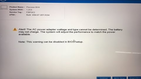 Alert! The AC power adaptor wattage and type cannot be determined. The Battery may not charge.