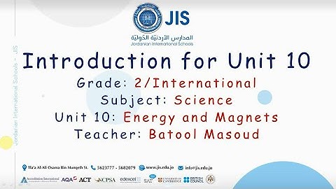 Gr 2 INT. Science - Introduction for Unit 10: Energy and Magnets