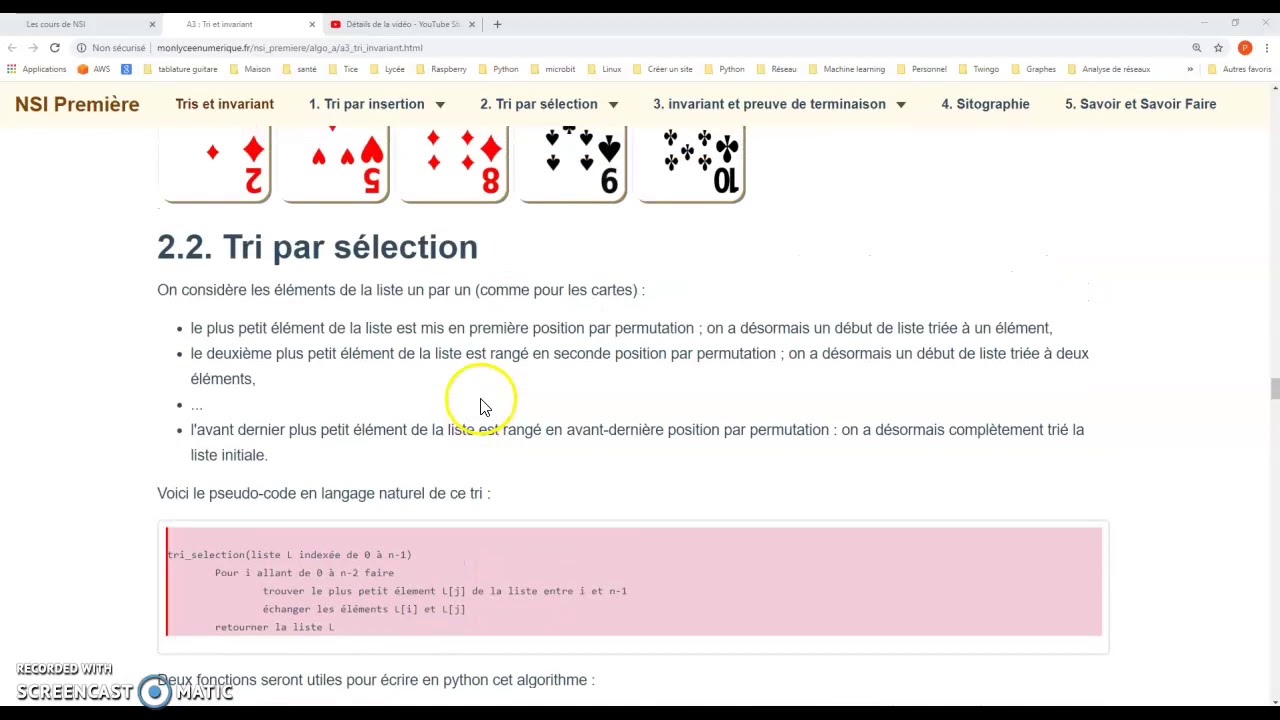 Le tri par sélection n°2 - YouTube