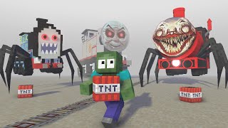 Monster School : ALL TRAIN HORROR CHALLENGE 2  Minecraft Animation
