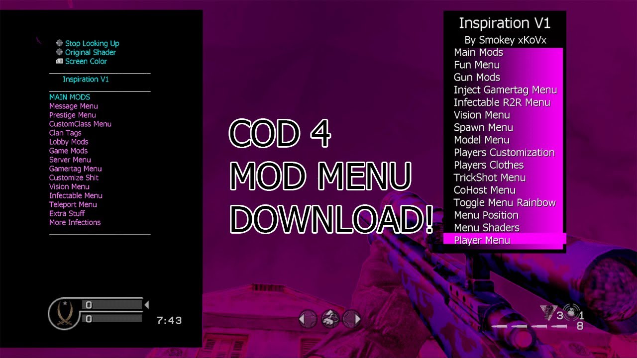 COD 4 MOD MENU (Inspiration V1) +DOWNLOAD! RGH/JTAG 2017 - 