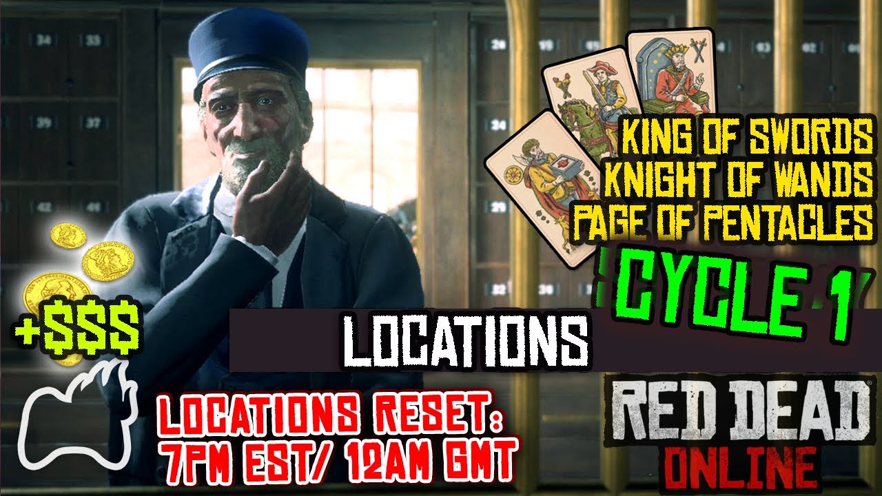 RED DEAD ONLINE Cycle 1 Locations King of Swords, Knight of Wands ...