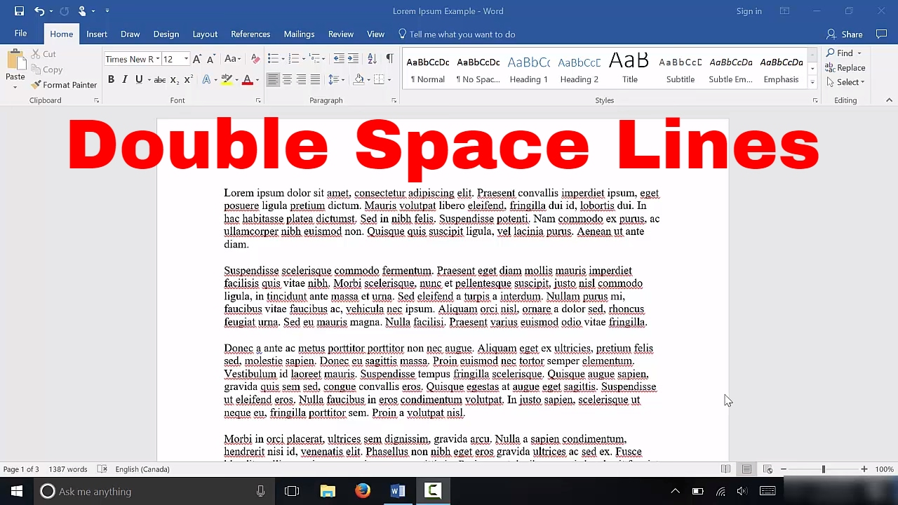 double space for essay