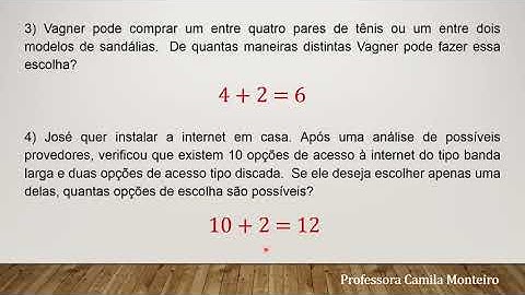 Princípio aditivo   Exercícios resolvidos   Profª Camila Monteiro