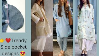 Latest fashion trend of shirt side fitting pocket| Pocket style kurta designs