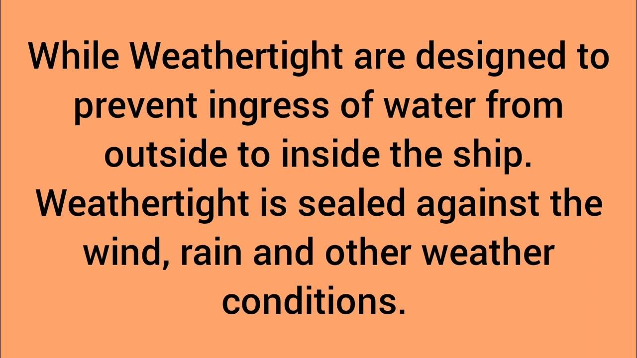 Difference between watertight and weather tight cover YouTube