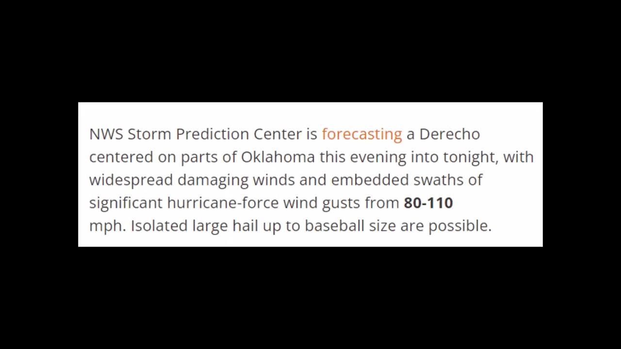 Derecho forecast for Oklahoma this evening YouTube