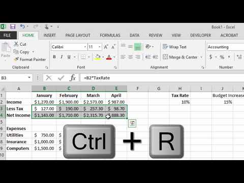 Excel Fill Right and FIll Down Keyboard Shortcuts