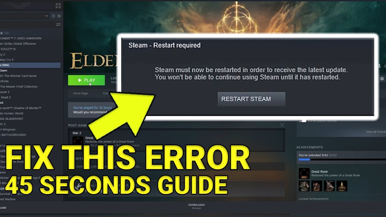 How to fix Steam restart update loop error when launching games like Elden Ring | Quick Guide