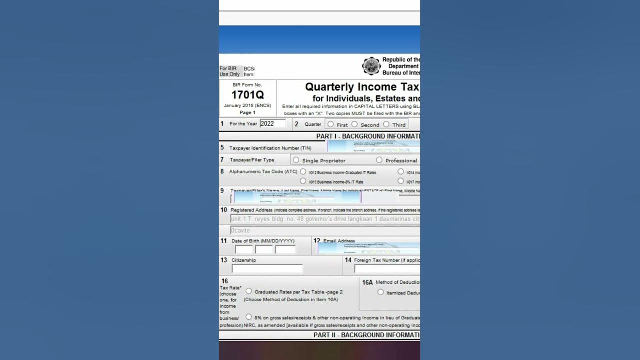 How to file 1701q using e bir form shorts youtube