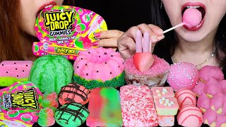 ASMR WATERMELON CAKE, STRAWBERRY MILKSHAKE TRUFFLE, CAKE POP, JUICY DROP SOUR GUMMY, ICE CREAM BAR먹방