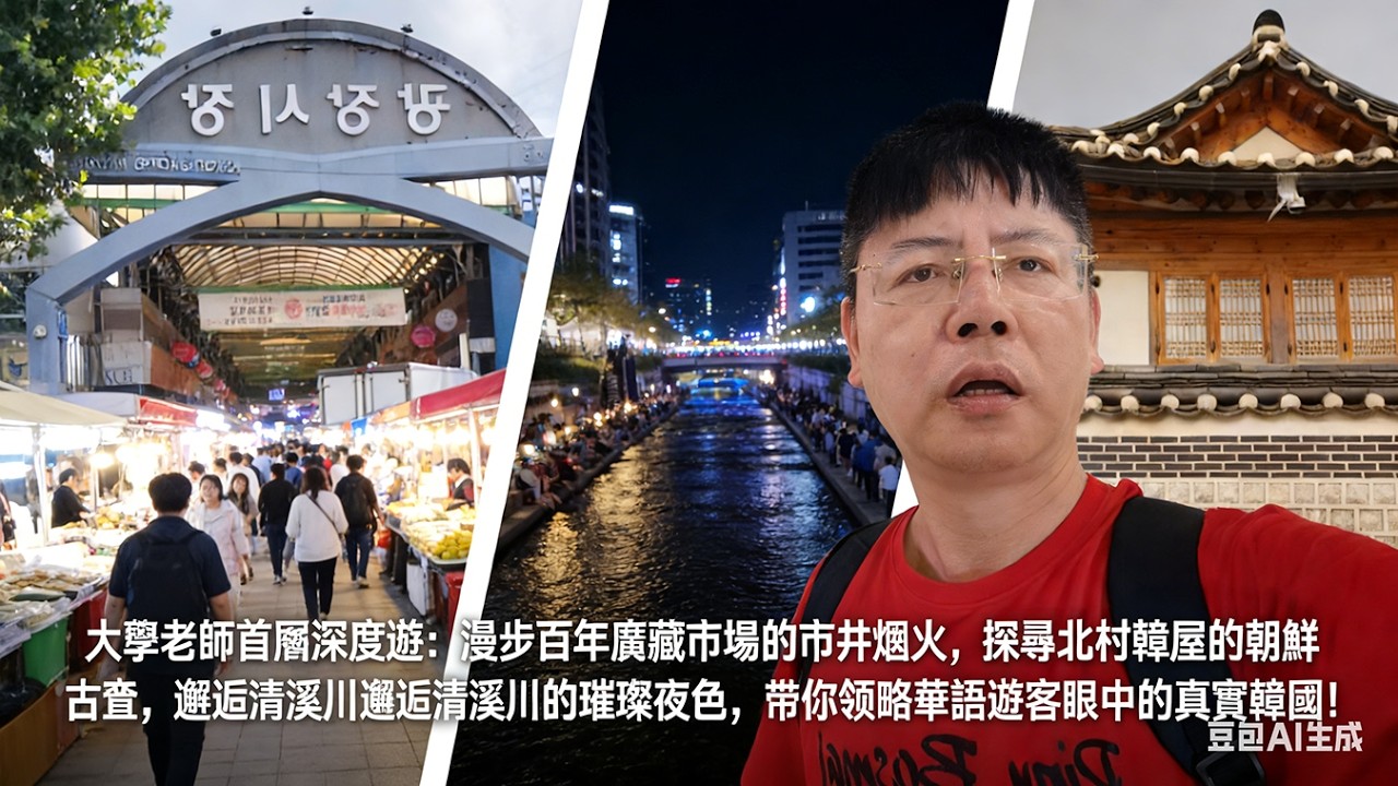 韓國首爾深度遊：漫步百年廣藏市場的市井煙火，探尋北村韓屋的朝鮮古韻，邂逅清溪川的璀璨夜色，帶你領略華語遊客眼中的真實韓國！#韓國 #美食 #深度遊 #大學老師 #首爾探店 #朝鮮古韻 ##韓國文化 #