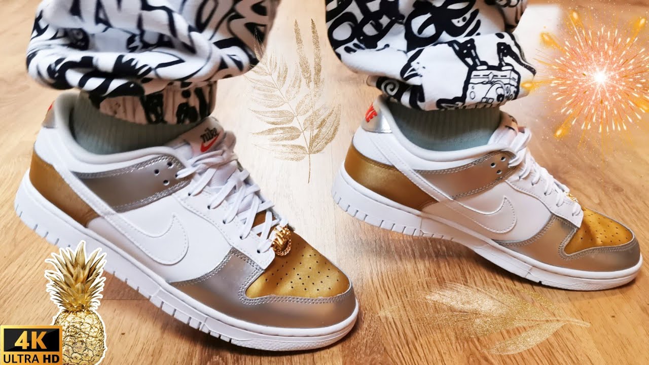 Nike Dunk Low Gold White Silver / DETAIL & ON FEET