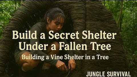 Build a secret shelter under a fallen tree | Building a vine shelter in a tree 
