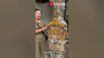 Trên tay cặp Lộc Bình Phúc Đức Men Rạn Nổi Vẽ Vàng 24k tại Vua Lộc Bình - Gốm Trà My