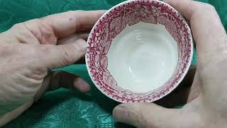 Vintage Masons Ironstone Red White Vista China Sugar Bowl