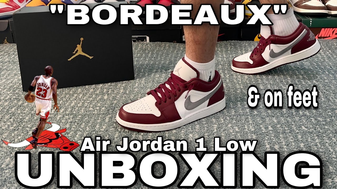UNBOXING AIR JORDAN 1 LOW CHERRYWOOD RED aka BORDEAUX|on feet