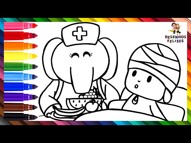 Desenhar E colorir Pocoyo E Seus Amigos 👶👧🏼🐶🐘🦆🐙 Desenhos