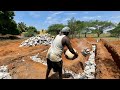 Load Bearing House Technology-house Foundation Stone Filling process-Using by sand and cement mixer