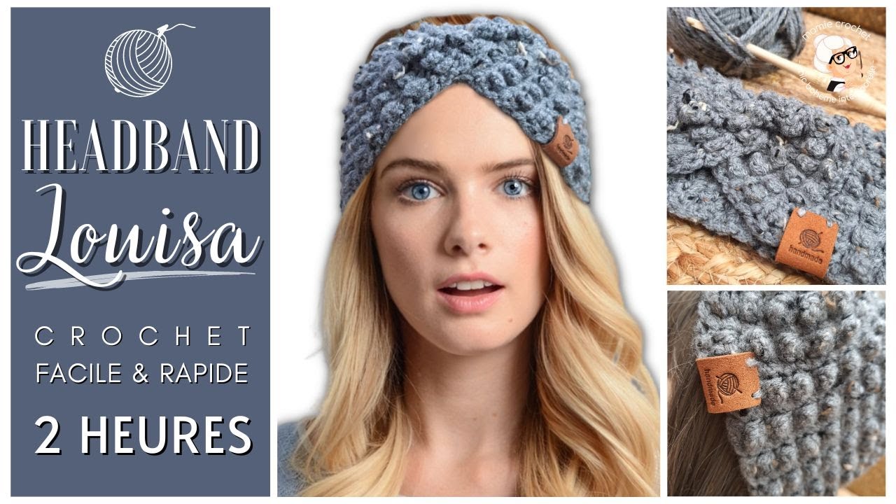 Make A HEADBAND Louisa IN 2 HOURS WITH EASY & QUICK CROCHET tutorial  #mamiecrochet EASY HEADBAND - YouTube