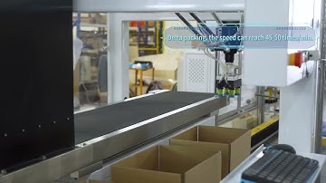 High speed pick and place delta robot case packer for potato chip,nut pouch bags #casepacker #packer