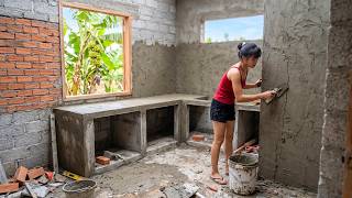 TIMELAPSE : Building and Finishing a Dream Villa Kitchen With Stone and Cement
