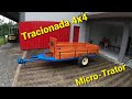 Carreta tracionada 4x4 Pra Tobata. Marcassio implentos, Micro-Trator  Atalanta. SC