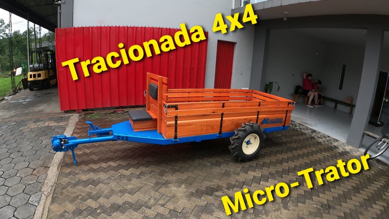 Carreta tracionada 4x4 Pra Tobata. Marcassio implentos, Micro-Trator  Atalanta. SC